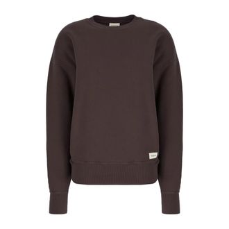 Saint Laurent Logo Patch Fleece Sweatshirt - Dames - Sweatshirts - Grijs - XS - Katoen - Hoodies & sweatvesten