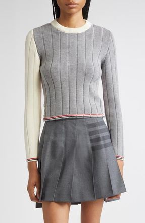 Thom Browne Fun-Mix Ladder Stitch Wool Sweater in Multicolor Mix at Nordstrom, Size 10 Us