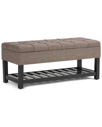 Simpli Home Saxon 43in Transitional Rectangle Storage Ottoman Bench