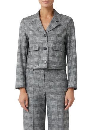 Comma Jackenblazer COMMA, Damen, Gr. 34, grau (grau check), Web, Obermaterial: 53% Viskose, 45% Polyester, 2% Elasthan, gemustert, regular fit taillenbedeck