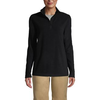 Lands End School Uniform Young Lightweight Fleece Quarter Zip Pullover in Black at Nordstrom, Size X-Large