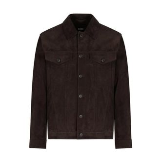 HUGO BOSS Merak 1 Leather Jacket - male - Hugo - Leather Jackets - Brown - 2XL - Jackets