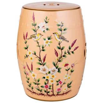 Wanderlust Deco Taburete de cer&aacute;mica naranja, D33x44,5h cm