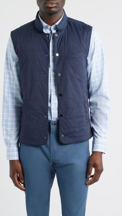 Johnnie-O Bauer Quilted Water Resistant Snap-Up Vest in Navy at Nordstrom, Size Small