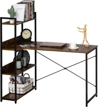 HOMCOM Homcom - Industrial Computer Table 4-Tier Storage Shelf Metal Frame Black