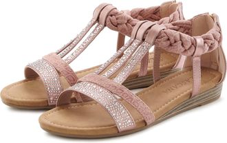 Lascana Sandale »Sommerschuh, Sandalette« mit Glitzersteinen und kleinem Keilabsatz im Festival-Look VEGAN