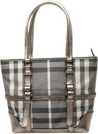 Burberry Pre-owned Handbags, female, Gray, Size: ONE SIZE Pre-owned Tote Bag