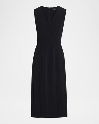 Kiton V-Neck Sleeveless Sheath Crepe Dress