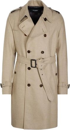 Dolce & Gabbana Double-breasted Trenchcoat - Heren - Mantels - Beige - Maat: XL Zijde