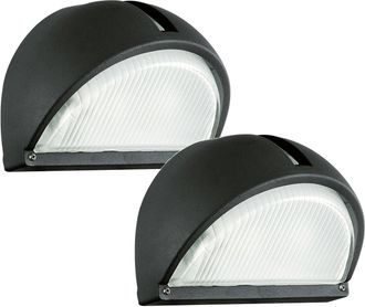 Loops 2 PACK IP44 Outdoor Wall Light Black Aluminium 1x 40W E27 Bulb Porch Lamp