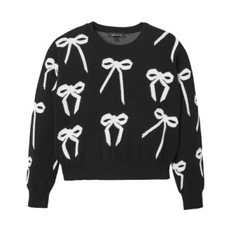 Marc Jacobs Bow Jacquard Sweater - Dames - Ronde hals truien - Zwart - S - Polyester - Truien & Vesten