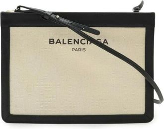 Balenciaga Pre-owned Cross Body Bags, female, Black, Size: ONE SIZE Pre-owned Canvas Leather 2Way Shoulder Bag Clutch