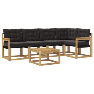 vidaXL Conjunto De Sof&aacute;s De Exterior Con Coj&iacute;n 6 Pcs Blanco Y Negro Vidaxl