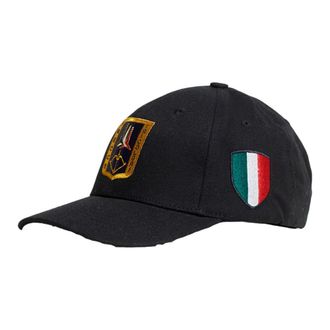Aeronautica Cappellino In Canvas Con Patches Ha 1150Uct 03043 - Heren - Petten - Zwart - ONE Size - Katoen - Accessoires