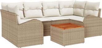 vidaXL Garden Sofa Set with Cushion 7 pcs Beige Poly Rattan vidaXL