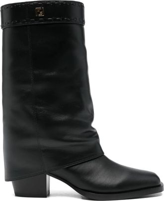Fendi leather ankle boots - women - Rubber/Leather/Leather/Leather - 36.5 - Black