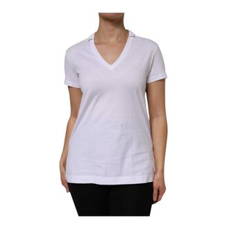 Dolce & Gabbana T-Shirts, female, White, Size: XS V Neck T-Shirt