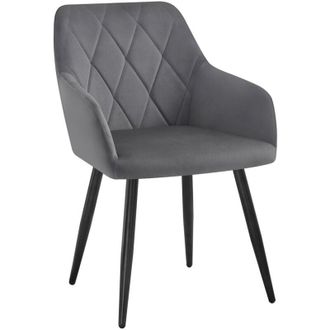 Woltu Set of 1pcs Kitchen Dining Chairs Velvet Armchairs with Metal Legs Dark Grey - Woltu