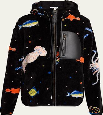 Loewe Mens Deep Sea Fleece Hooded Jacket