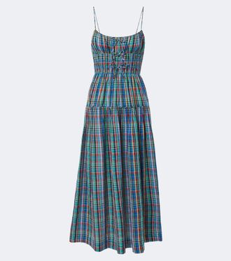 D&ocirc;en D&ocirc;en Brielle plaid cotton midi dress