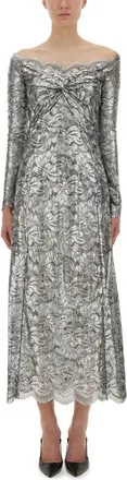 Paco Rabanne Long Lace Dress - Silver