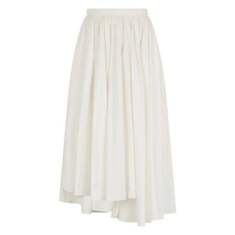 Self Portrait Midi Skirts, female, White, Size: 2XS Cotton Poplin Midi Skirt