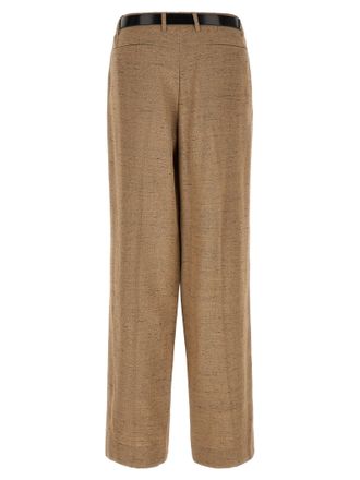 Dolce & Gabbana Tweed-Effect Linen Blend Trousers - Beige