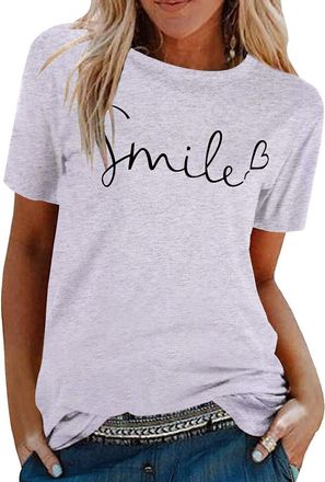 Heekpek Women Bee Kind T Shirt Ladies Blouse T-Shirt Crew Neck Graphic Tee Women Short Sleeve Summer Tops, Z1Grey, Size XL