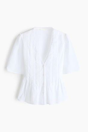 H&M Pintucked Blouse in White at Nordstrom, Size X-Small