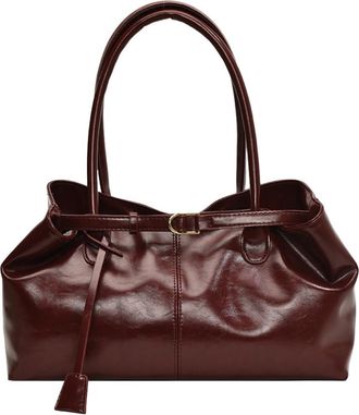 Generic PU Leather Hobo Handbag Retro Shoulder Bag Fashion Top Handle Bag Large Satchel Bag for Women Work Shopping Travel (Red)