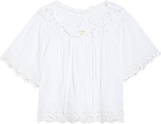 Lucky Brand Battenburg Lace Embroidered Top in Bright White at Nordstrom, Size X-Large