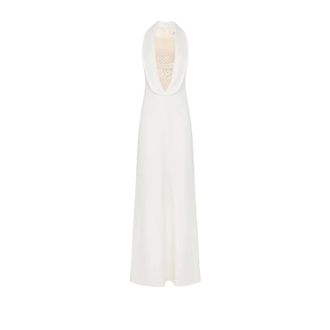 Elisabetta Franchi Red Carpet Jurk - Dames - Jurken - Wit - Maat: M Satijn