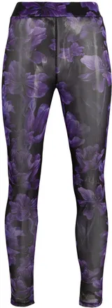 Philipp Plein floral-print tulle leggings - women - Polyester/Elastane - S - Black