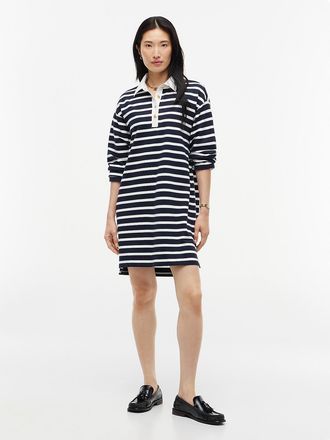 Tommy Hilfiger Womens Gold-Button Striped Rugby Mini Dress - Navy Blue - XL