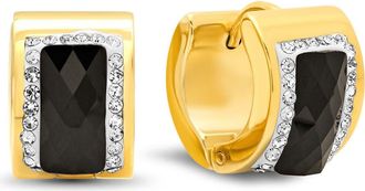 Steeltime 18k Gold Plated Crystal Huggie Hoop Earrings at Nordstrom Rack
