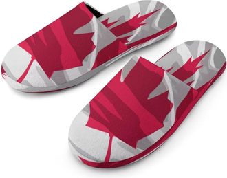 Generic Canadian Flag Mens Cotton Slippers Memory Foam Comfort House Shoes Winter Indoor Slipper for Hotel Casa Spa