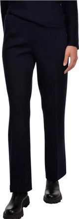 Gran Sasso Wool Milano Rib Pants - Dames - Straight fit broeken - Blauw - 2XS - Wol - Broeken