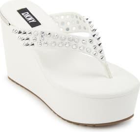 DKNY Tina Studded Platform Flip Flop in White at Nordstrom Rack, Size 10