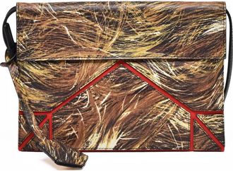 Vivienne Westwood Amy Crossbody Clutch with Textured Leather and Geometric Accents