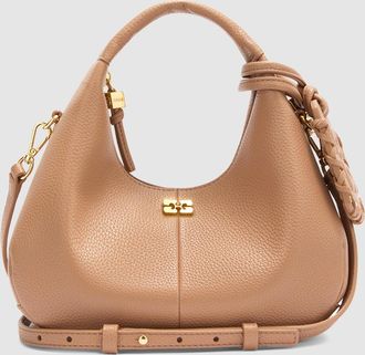 Ganni Sac Hobo Mini Grained Tawny Birch