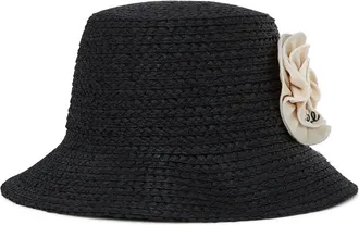 Karl Lagerfeld Vissershoed met bloemenapplicatie - Zwart