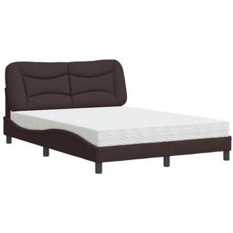 vidaXL Vidaxl - Cama Con Colch&oacute;n Tela Marr&oacute;n Oscuro 140x200 Cm
