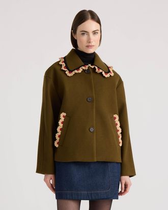 NVLT Womens Jacket with Crochet Trim