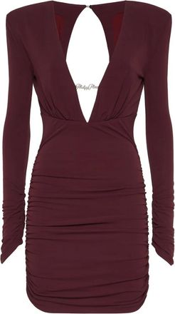 Philipp Plein Kleedjes, Dames, Rood, M, Mini-jurk met lange mouwen