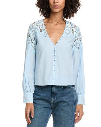 Generation Love Harlea Lace Combo Silk-Blend Blouse