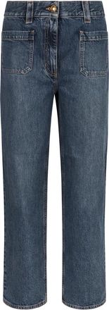 Elisabetta Franchi Jeans, Dames, Blauw, W27, Katoen, High-rise boyfriend jeans