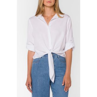 Velvet Heart Solange Crop Tie Front Shirt in Optic White at Nordstrom Rack, Size X-Small