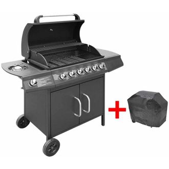 vidaXL Vidaxl - Barbecue e Griglia a Gas 6+1 Fornelli Nero