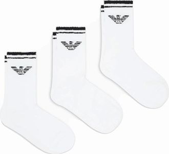 Emporio Armani Mens Emporio Armani 3 Pack Large Eagle Ribbed Socks White - White/White/White - Size: 16/14.5/8/15/8.5/15.5/9/13/13.5/14/6.5/7/7.5/11.5/5/12/5.5/12.5