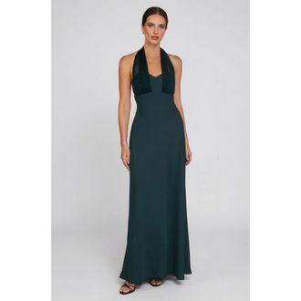 Six Stories Organza Halter Neck Maxi Dress in Turquoise at Nordstrom, Size 14